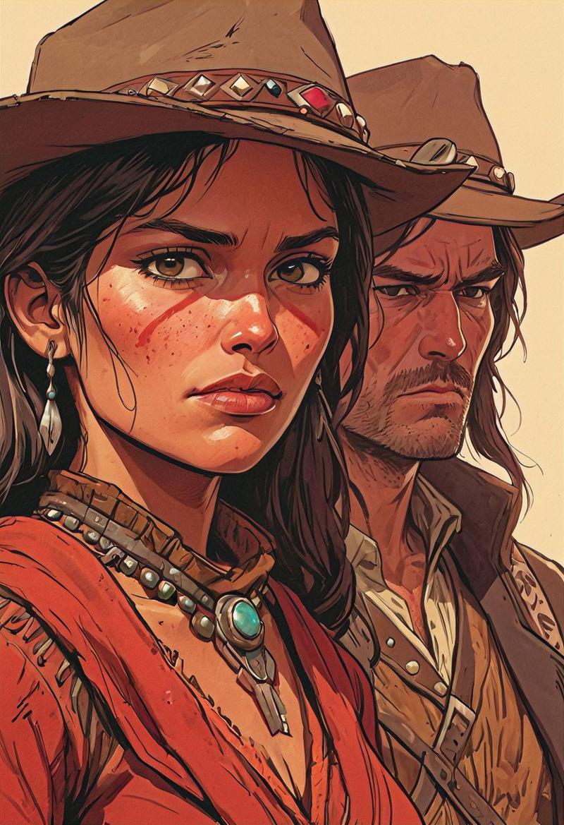 36890-4292880345-a page from comics, two people, red dead redemption meeting with indians Cheyenne, dark cowboy face, old cowboy, unshaved, beaut.jpg